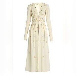 ATTICO Cher Star-Embellished V-Neck Long Crepe Dress Nightgown Size 4 Italy